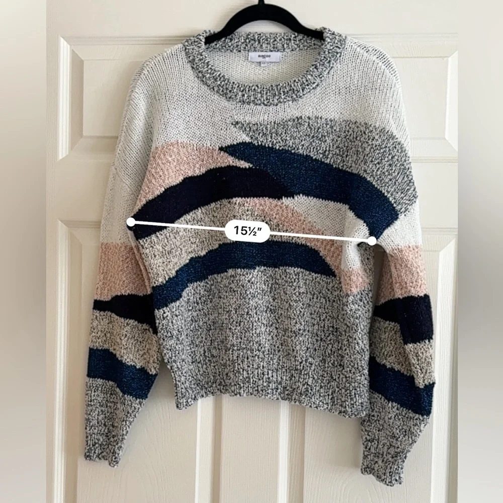 SUNCOO Paris Sweater T2 / Medium Abstract Knit Pullover Neutral Stripe